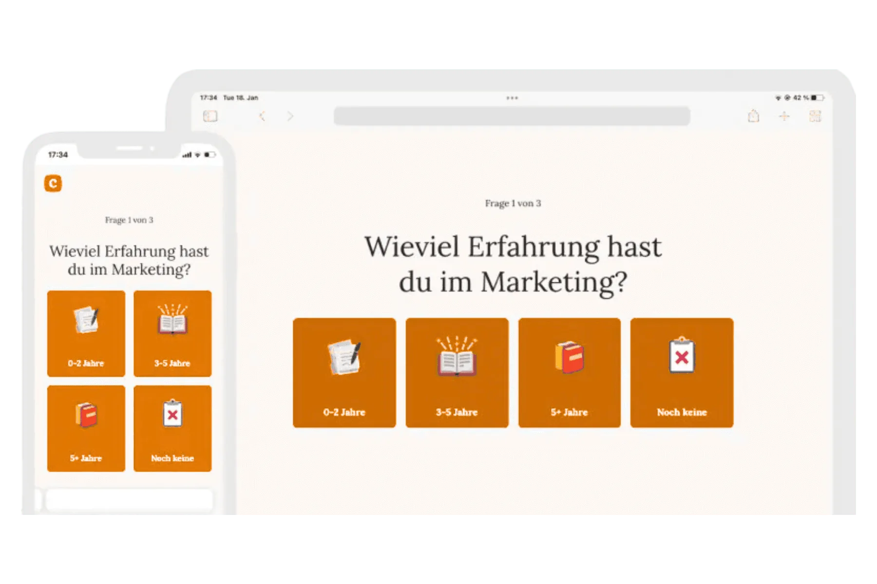Interaktives Bewerbungsquiz auf Tablet und Smartphone